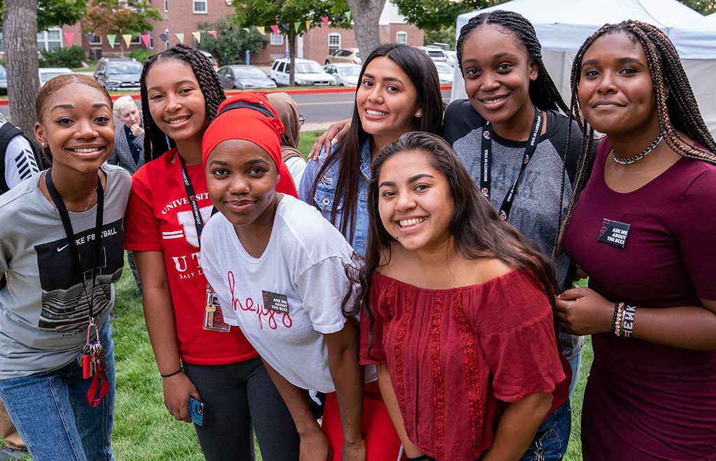 Women smiling at the Black Cultural Center grand opening.